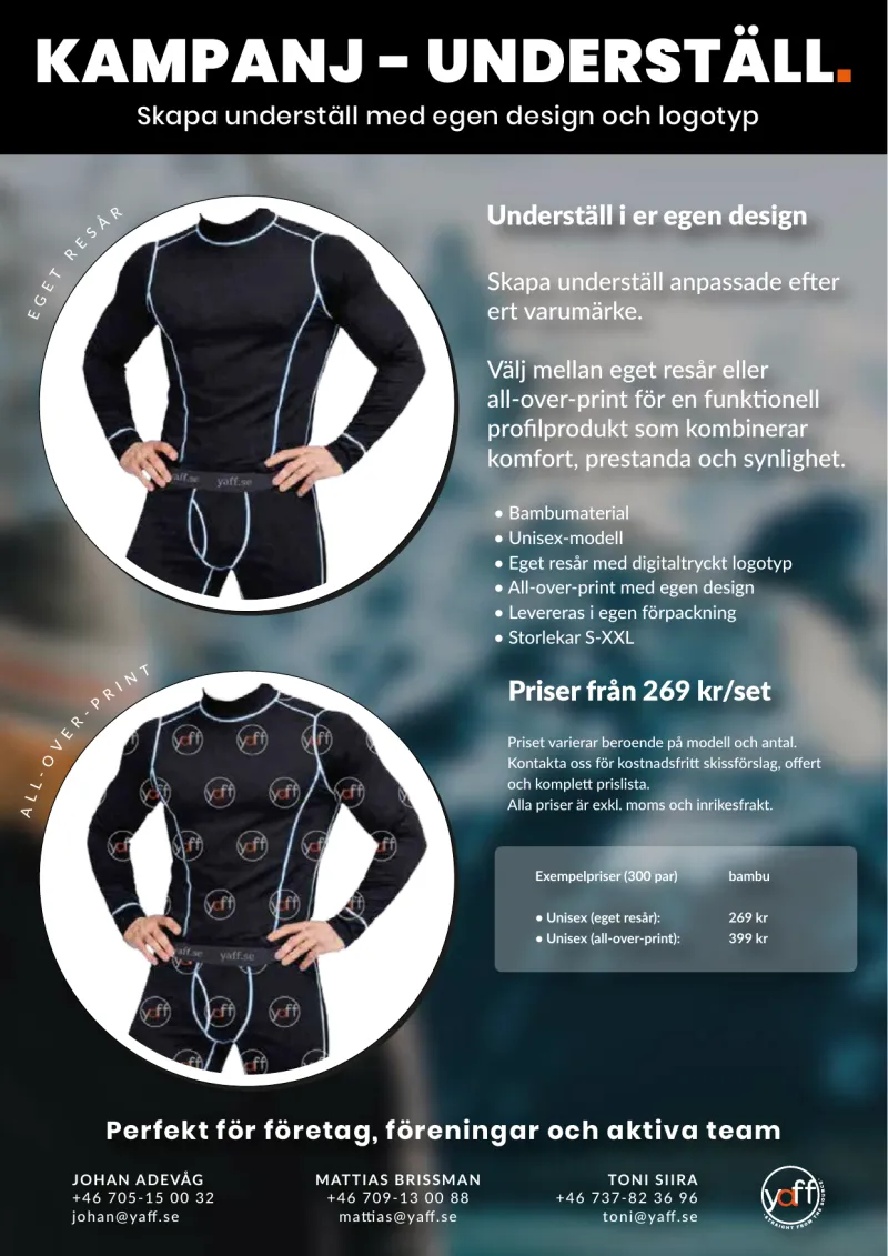 Produktblad för underställ i egen design, sida 1
